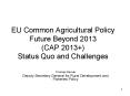 EU Common Agricultural Policy Future Beyond 2013 (CAP 2013 ) Status Quo and Challenges PowerPoint PPT Presentation