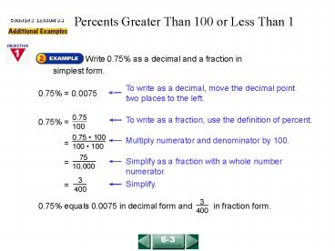 Percents Greater Than 100 or Less Than 1