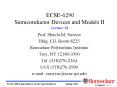 ECSE-6290 Semiconductor Devices and Models II Lecture 18 PowerPoint PPT Presentation