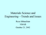 Materials Science and Engineering