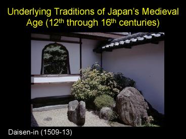 Underlying Traditions of Japan