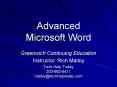 Advanced Microsoft Word PowerPoint PPT Presentation