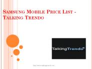 Samsung Mobile Price List - Talking Trendo