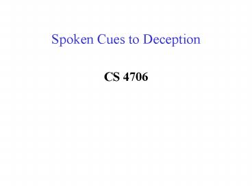 Spoken Cues to Deception