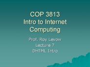 COP 3813 Intro to Internet Computing