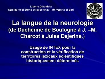 La langue de la neurologie (de Duchenne de Boulogne 