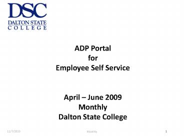 ADP Portal for Employee Self Service  April 