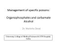 Management of specific poisons: Organophosphates and carbamate Alcohol PowerPoint PPT Presentation