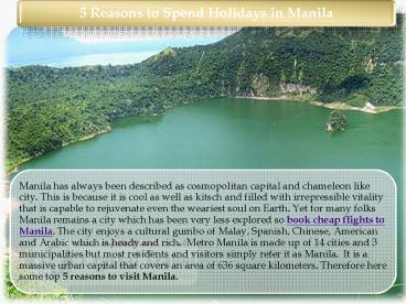 5 Reasons to Spend Holidays in Manila