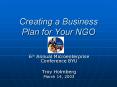 Creating a Business Plan for Your NGO PowerPoint PPT Presentation
