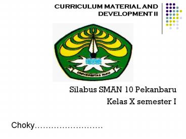 CURRICULUM MATERIAL AND DEVELOPMENT II