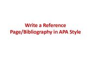 Write a Reference Page/Bibliography in APA Style