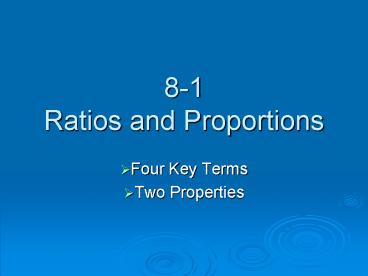 8-1 Ratios and Proportions
