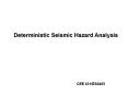 Deterministic Seismic Hazard Analysis PowerPoint PPT Presentation