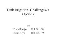 Tank Irrigation- Challenges