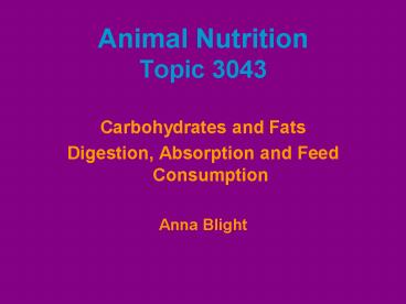 Animal Nutrition Topic 3043
