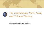 The Transatlantic Slave Trade and Colonial Slavery