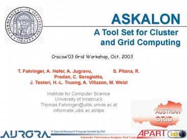 ASKALON A Tool Set for Cluster