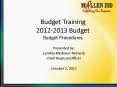 Budget Training 2012-2013 Budget Budget Procedures PowerPoint PPT Presentation