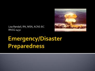 Emergency/Disaster Preparedness