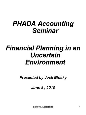 PHADA Accounting Seminar