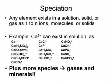 Speciation