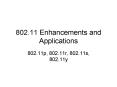 802.11 Enhancements and Applications PowerPoint PPT Presentation