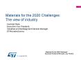 Materials for the 2020 Challenges: The view of industry PowerPoint PPT Presentation