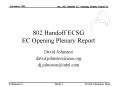 802 Handoff ECSG EC Opening Plenary Report PowerPoint PPT Presentation