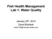 Fish Health Management Lab 1: Water Quality