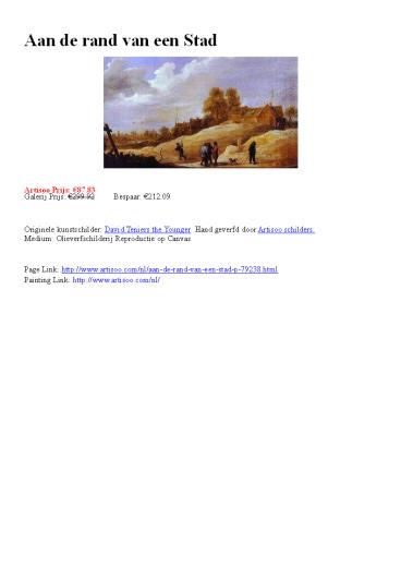 Aan de rand van een Stad - Artisoo.com