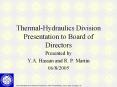 Thermal-Hydraulics Division Presentation to Board of Directors PowerPoint PPT Presentation