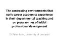 The contrasting environments that early career academics experience in their departmental teaching and on programmes of initial professional development PowerPoint PPT Presentation