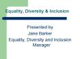 Equality, Diversity PowerPoint PPT Presentation