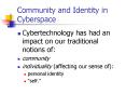 Community and Identity in Cyberspace PowerPoint PPT Presentation