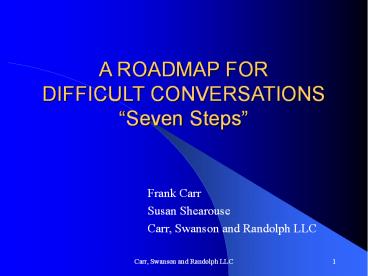 A ROADMAP FOR DIFFICULT CONVERSATIONS 