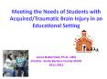 Meeting the Needs of Students with Acquired/Traumatic Brain Injury in an Educational Setting PowerPoint PPT Presentation