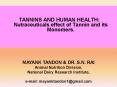 TANNINS AND HUMAN HEALTH: Nutraceuticals effect of Tannin and its Monomers. PowerPoint PPT Presentation