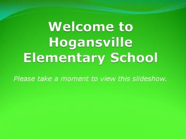 Welcome to Hogansville Elementary School