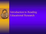 Introduction to Reading Educational Research