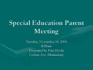 Special Education Parent Meeting