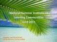 National Summer Institute on PowerPoint PPT Presentation
