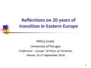 Reflections on 20 years of transition in Eastern Europe