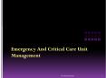 Emergency And Critical Care Unit Management PowerPoint PPT Presentation