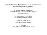 Optical diffraction - transition radiation interferometry beam divergence diagnostics 