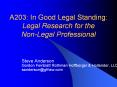 A203: In Good Legal Standing: Legal Research for the Non-Legal Professional PowerPoint PPT Presentation