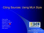 Citing Sources: Using MLA Style