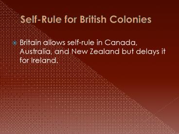Self-Rule for British Colonies