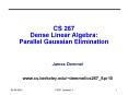 CS 267 Dense Linear Algebra: Parallel Gaussian Elimination PowerPoint PPT Presentation