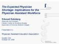 The Expected Physician Shortage: Implications for the Physician Assistant Workforce PowerPoint PPT Presentation